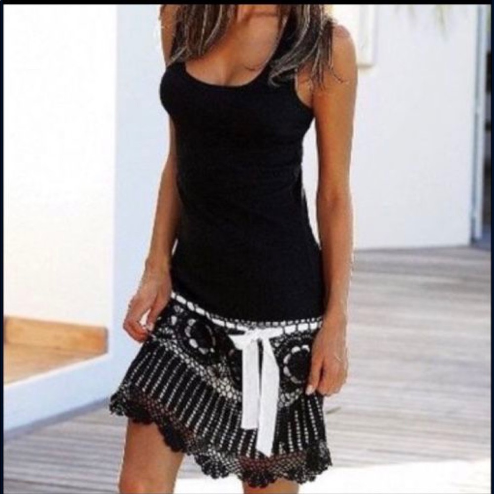 Black and White tank dress with crochet